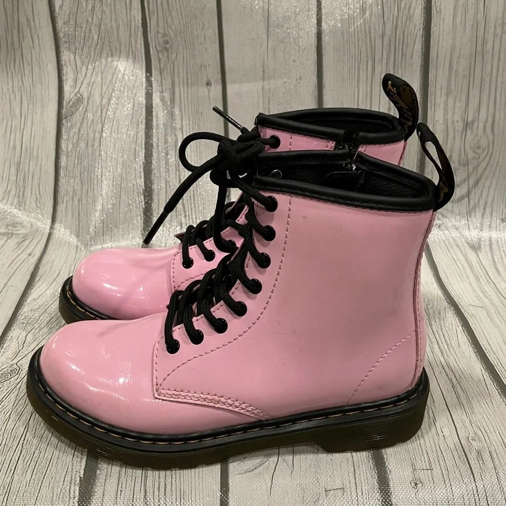 Dr Martens 1460 J Pink Patent Lace Up Boots Youth US 3 EU 34 Combat Shoes